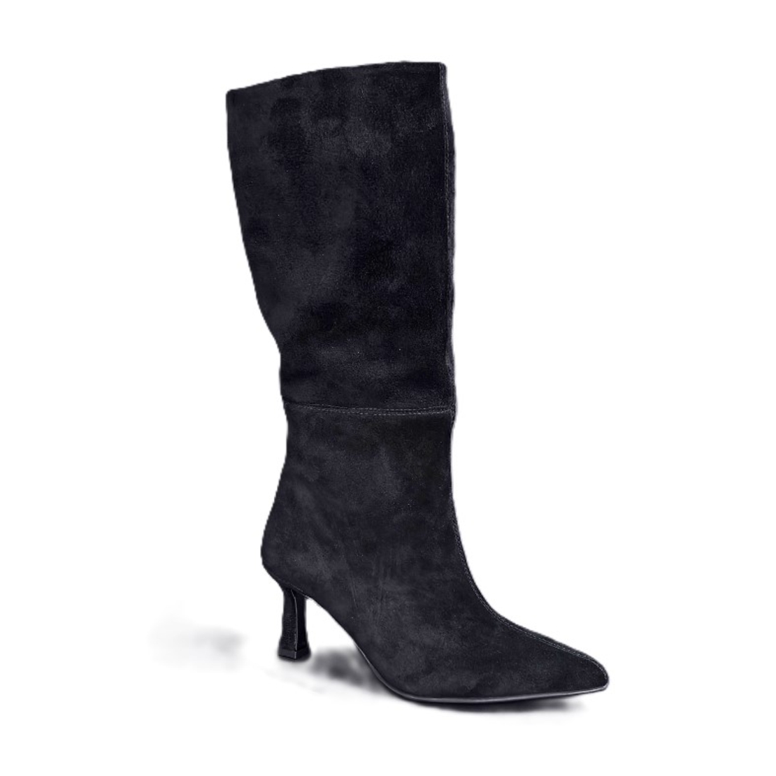 Women's elegant boots / genuine leather / suede / black / 714-53