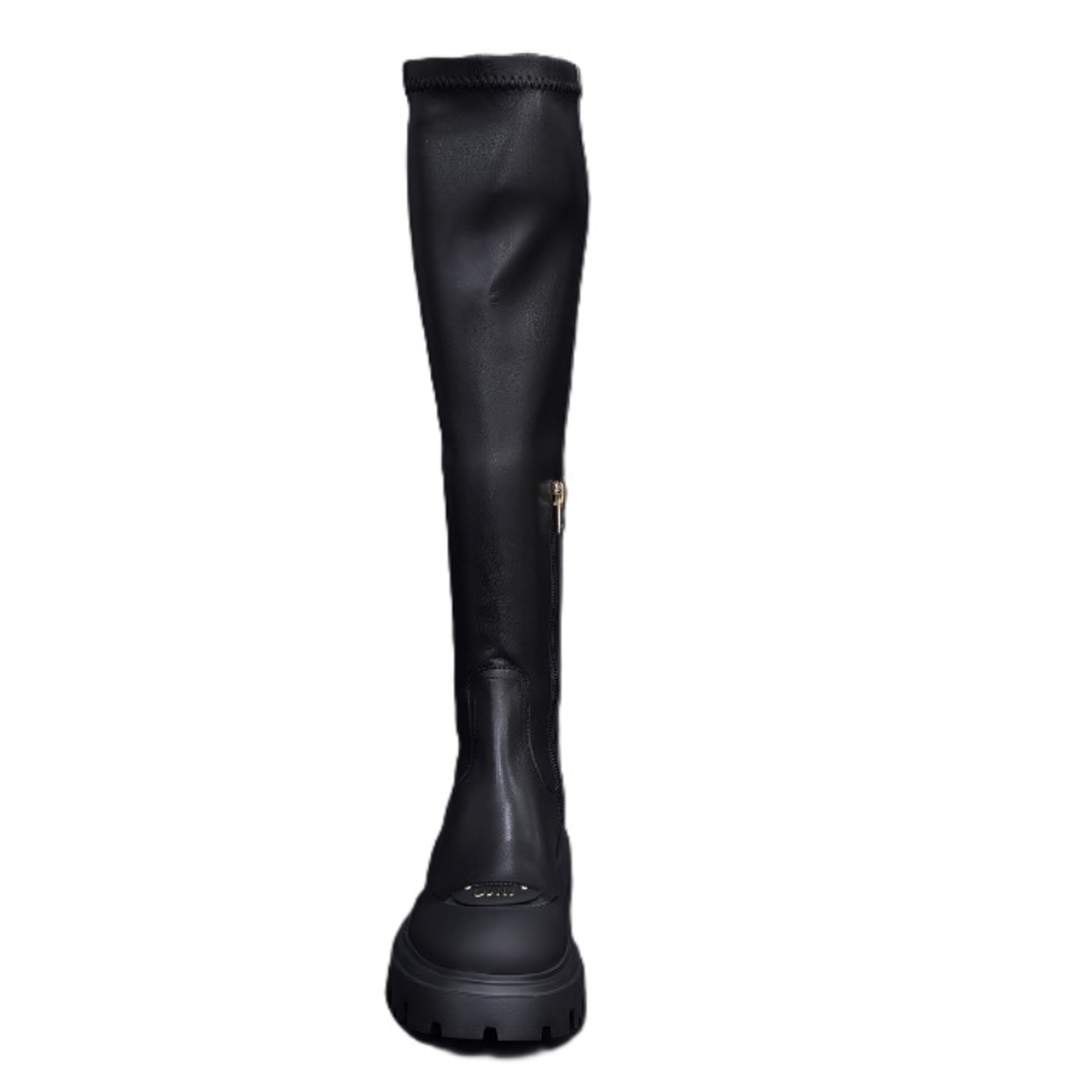 Дамски ботуш / естествена кожа + стреч /черно/732-705