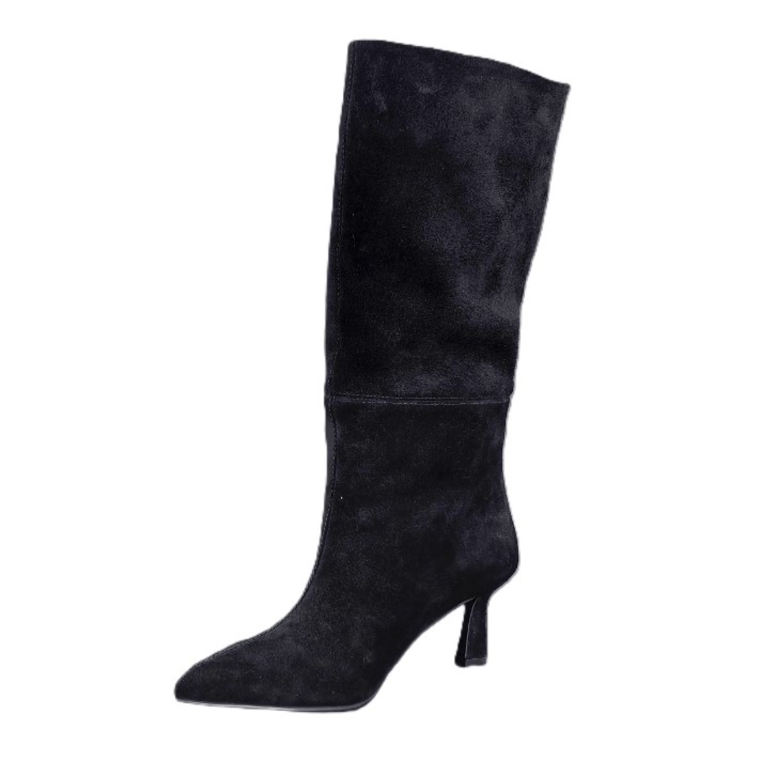 Women's elegant boots / genuine leather / suede / black / 714-53