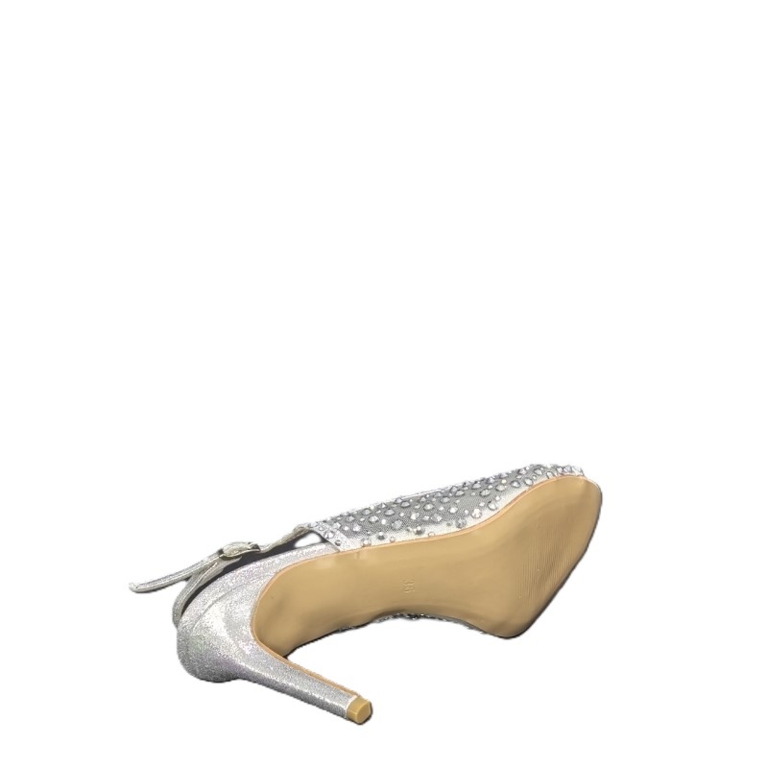 Women's elegant sandals /natural leather + textile /717-09/silver