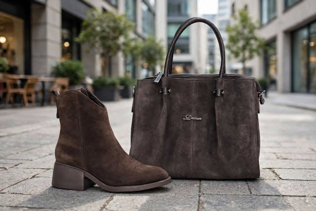 Women's elegant ankle boots / Genuine leather / 719-61 / Brown