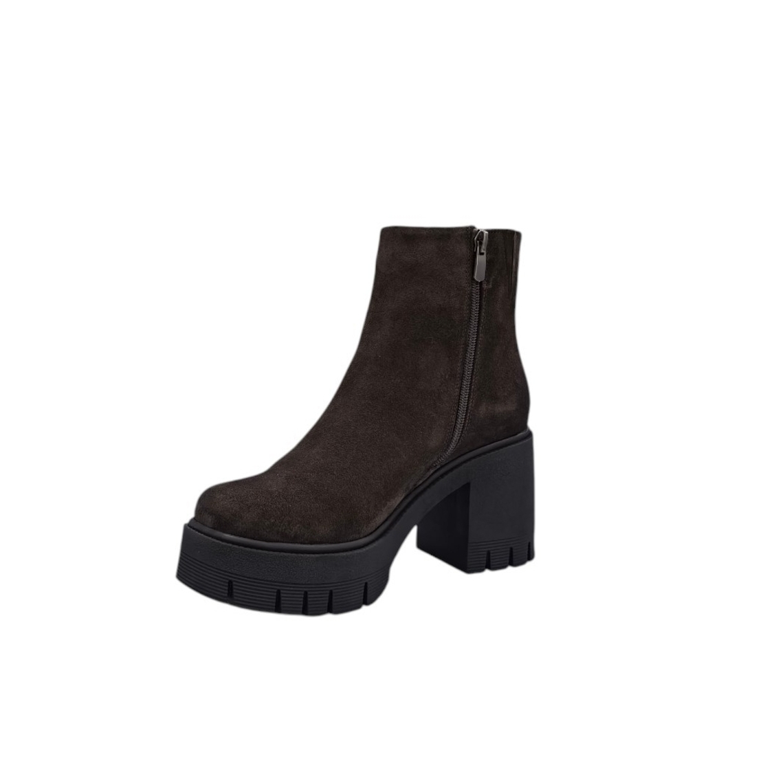 Women's elegant ankle boots / Genuine leather / 720-29 / Brown