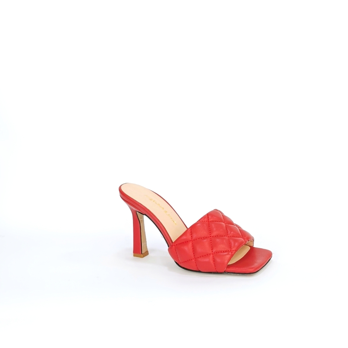 Women slippers /natural leatherin red color /7010