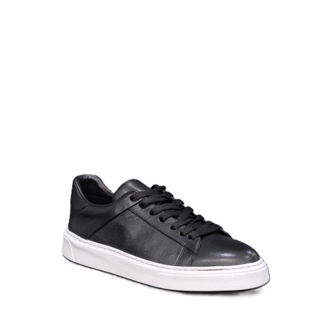 Мъжки сникърс / кец / естествена кожа / 705-5 / черно /анатомична стелка