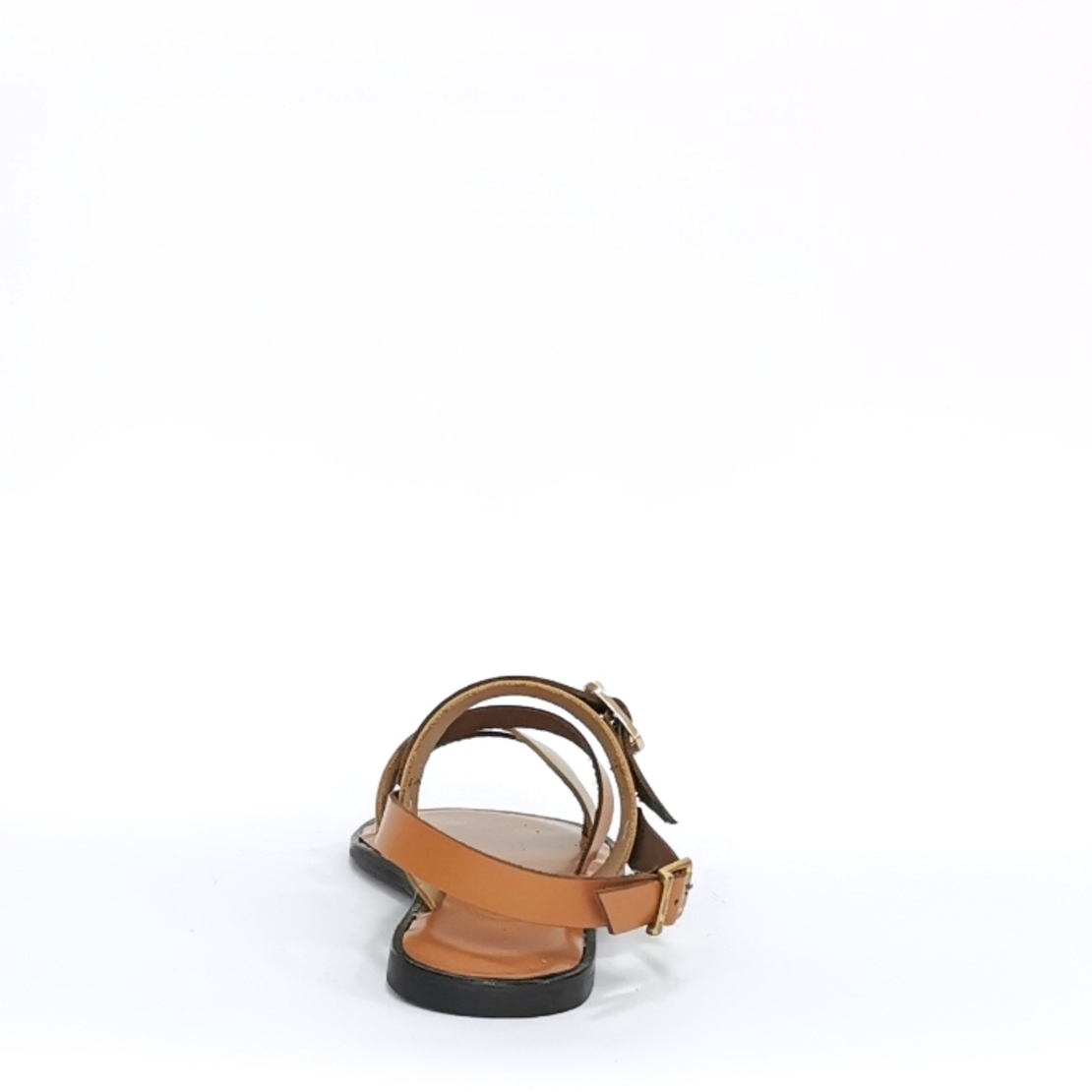 Women's sandal / natural  leather / camel + gold /7260