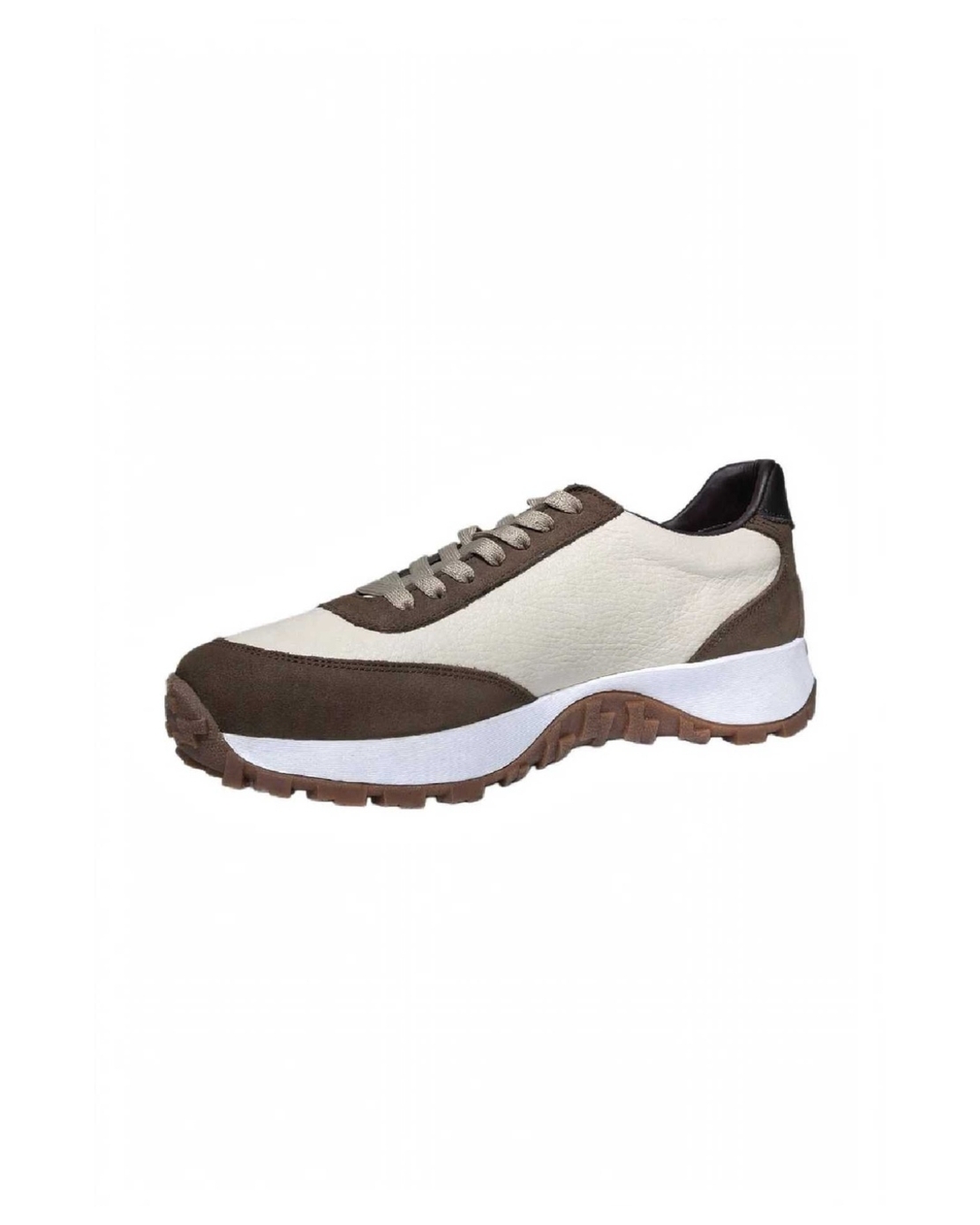 Men's sneakers / genuine leather / 750-02 / beige + brown / anatomical insole