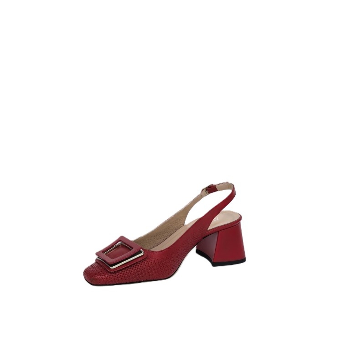 Ladies elegant shoes / natural  leather / red /708-168