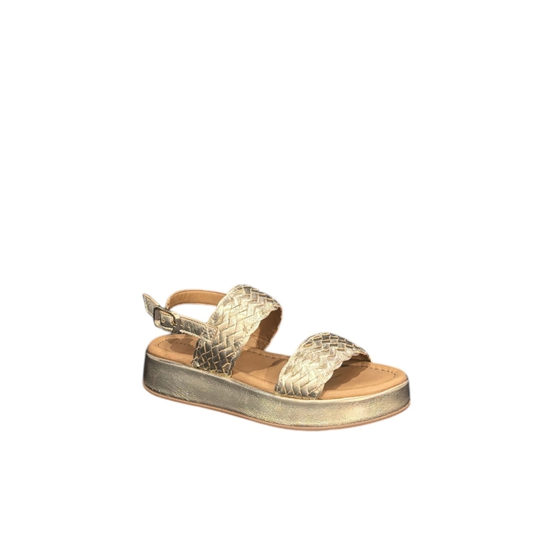 Women's casual sandals / genuine leather /714/ gold / platform