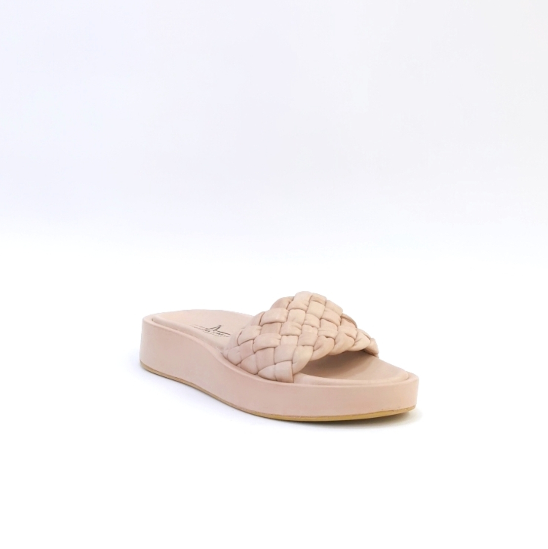 Women's slippers / anatomical / natural  leather / powder /7544