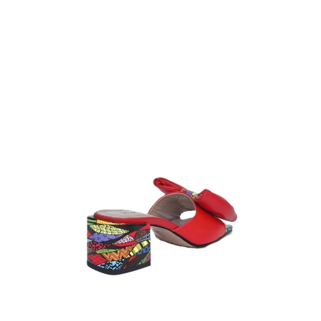 Women's elegant slippers / natural  leather / red /710-39