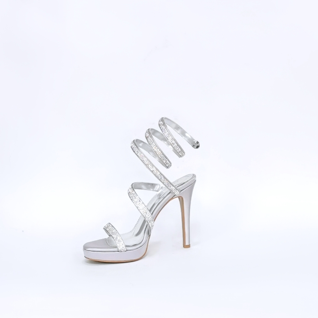 Elegant women's sandals / satin / silver/7071