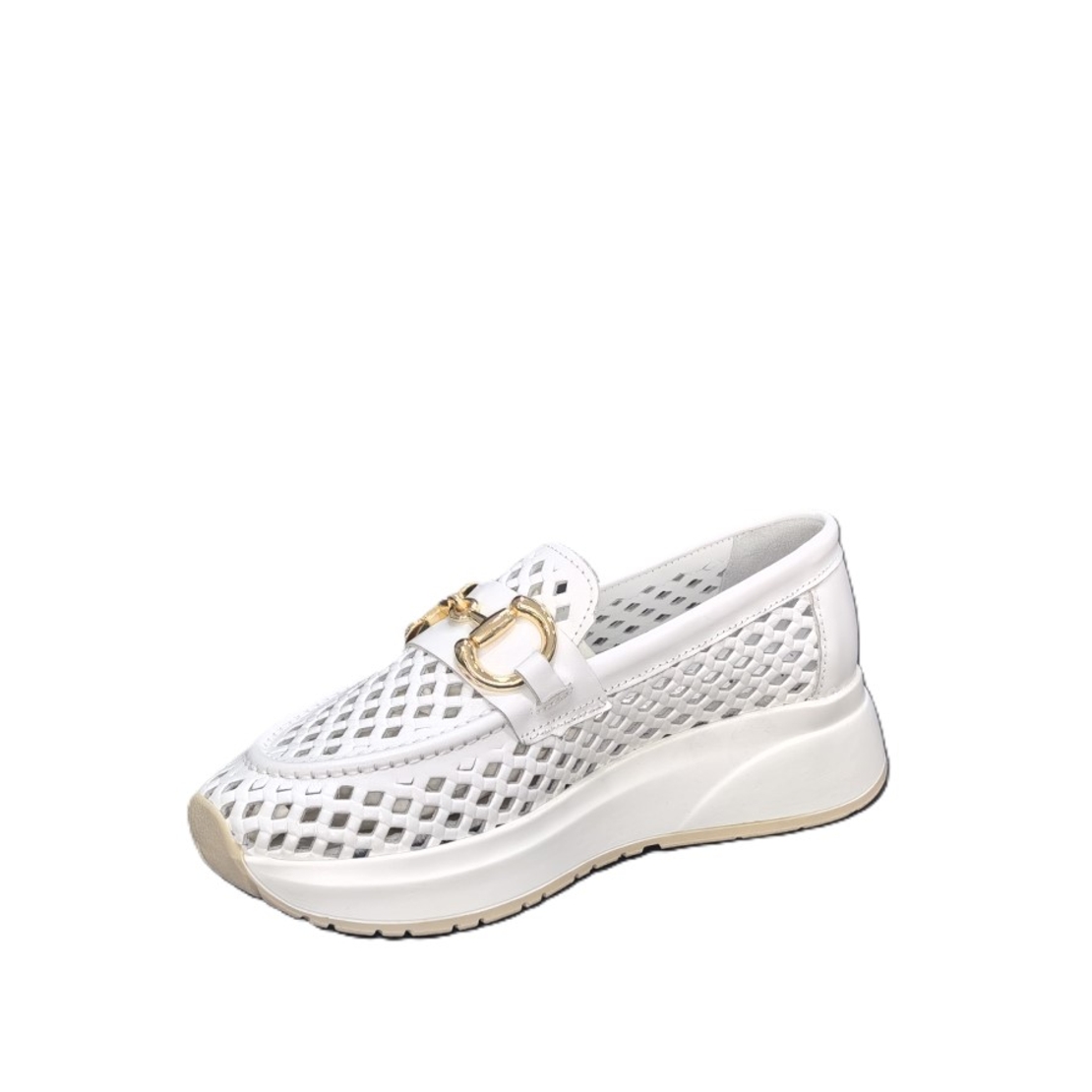 Women's moccasins / loafers / genuine leather / 72-98/white / anatomical insole