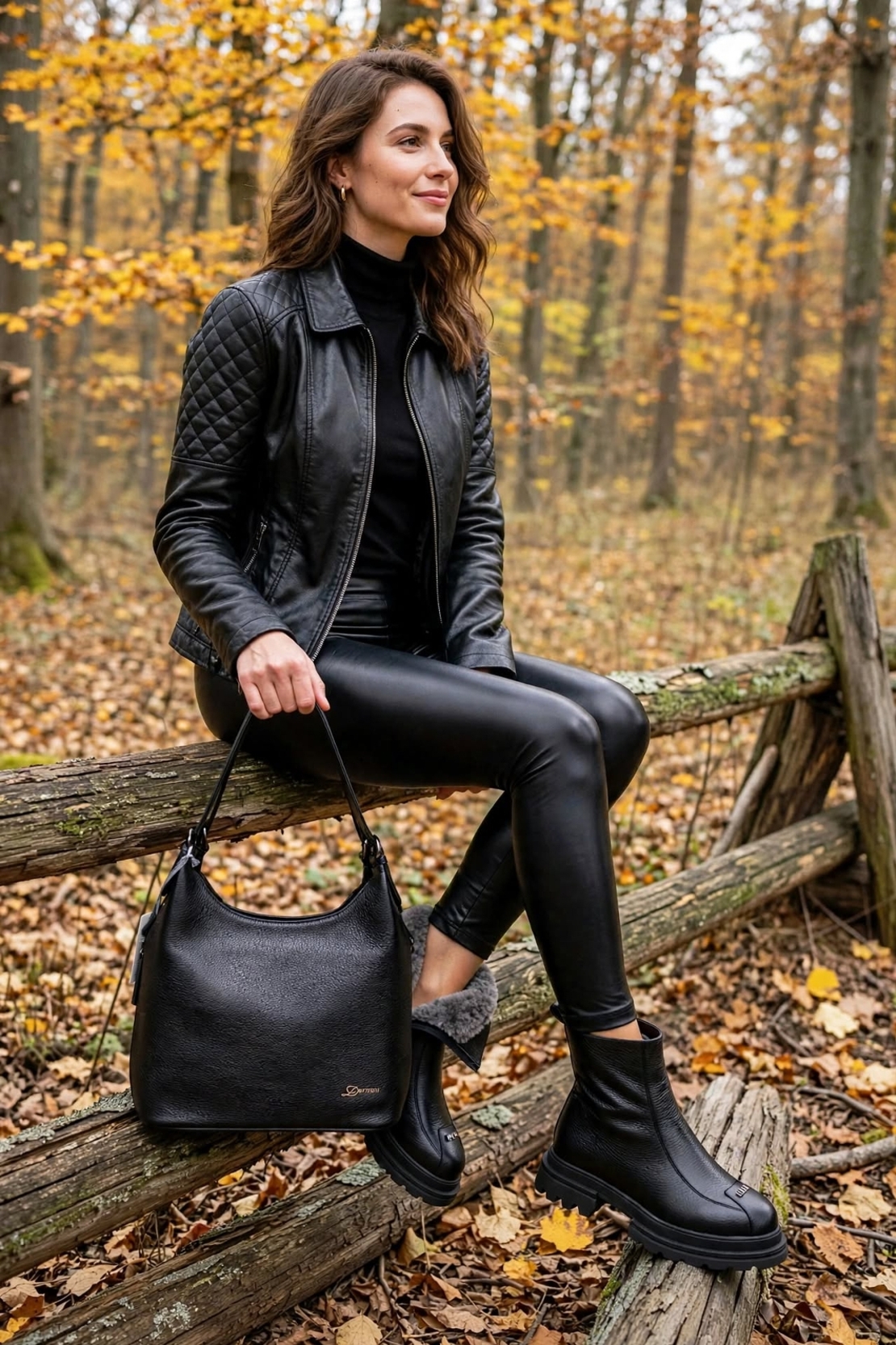Women's boots with lamb's wool/genuine leather/79-28/black/