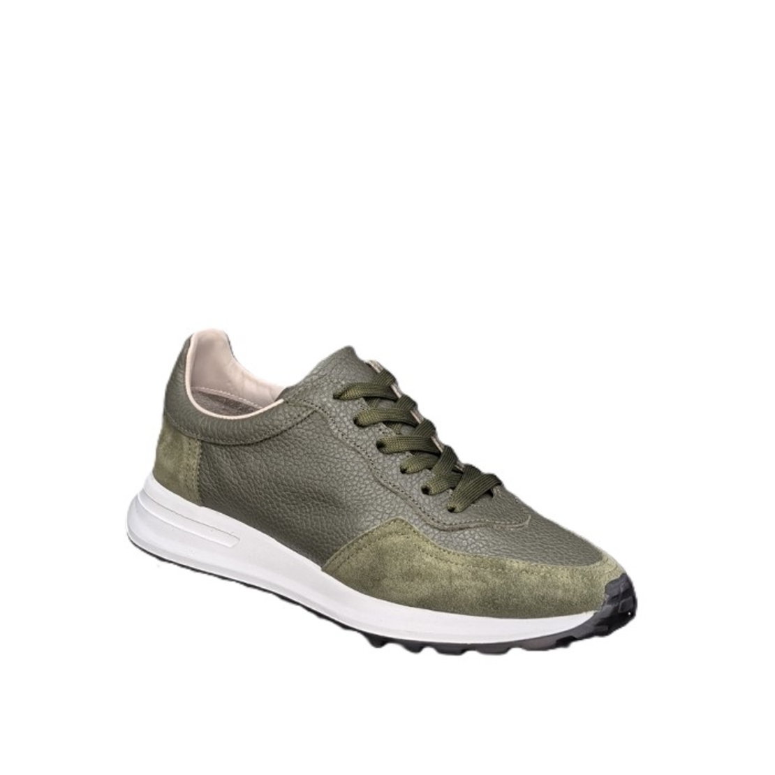 Мъжки сникърс / кец / естествена кожа / 750-70/ зелено/анатомична стелка