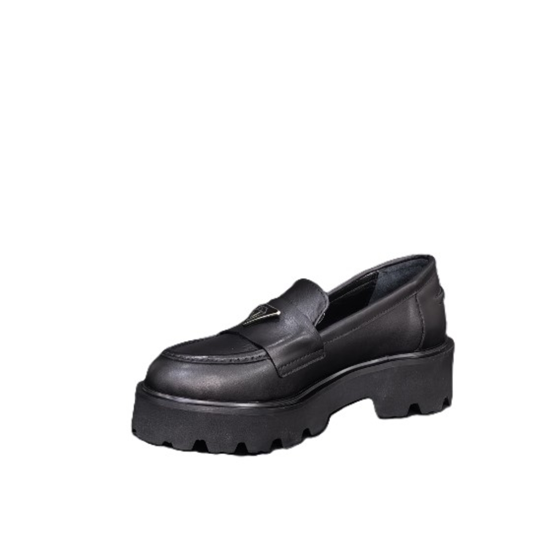 Women's moccasins / loafers / genuine leather / black /716-10