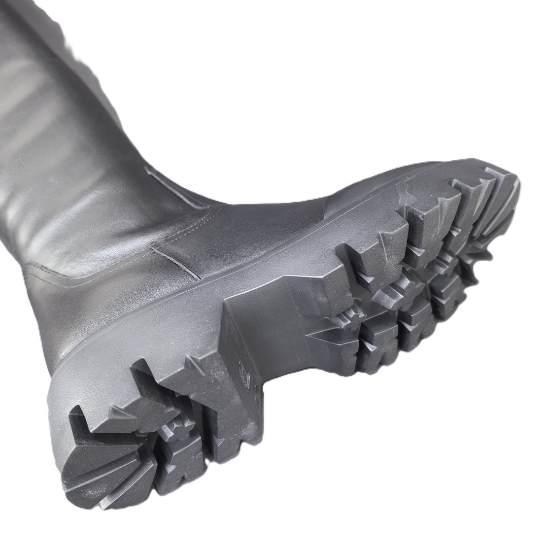 Дамски ботуш / естествена кожа + стреч /черно/732-705