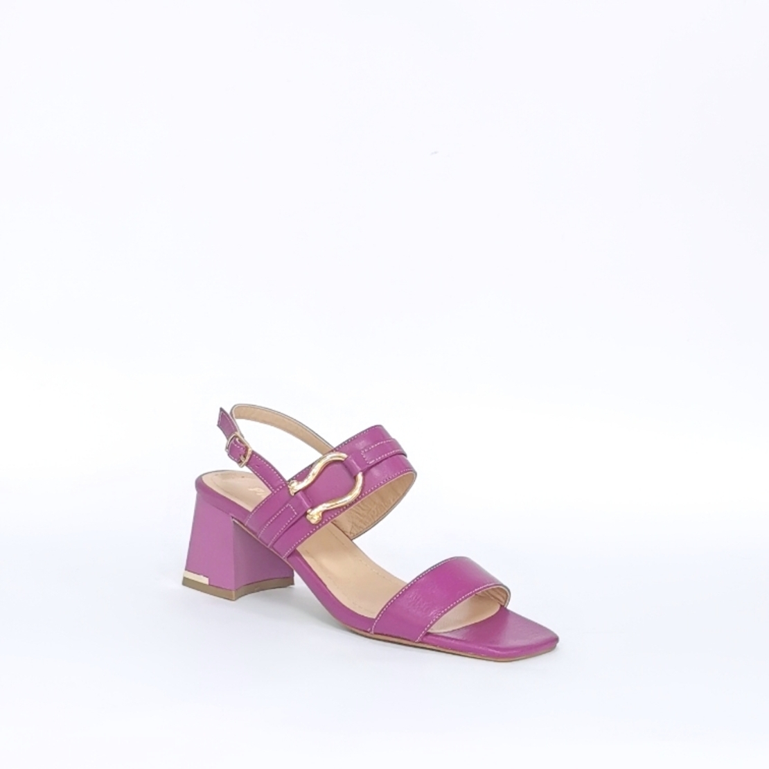 Women's elegant sandals / natural leather / purple /7477