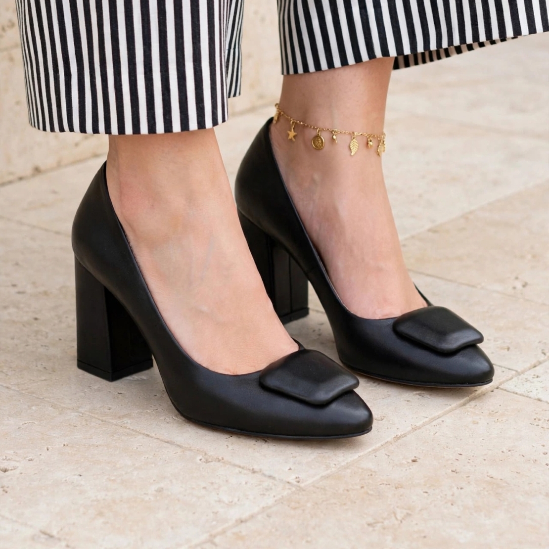 Women's elegant shoes / genuine leather / 728-07/black