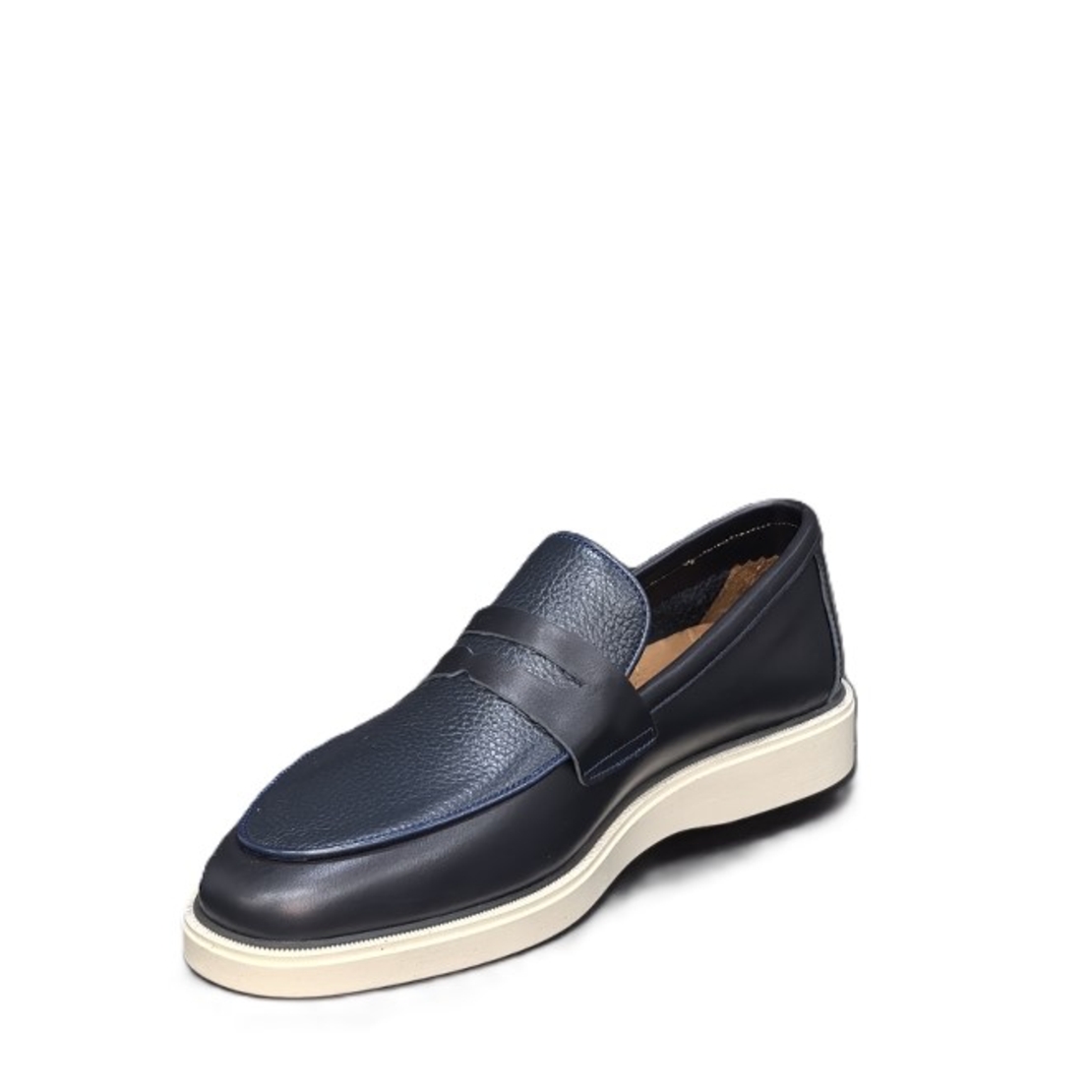 Мъжки мокасини / лоуфъри  / естествена кожа / 702-3/синьо/анатомична стелка