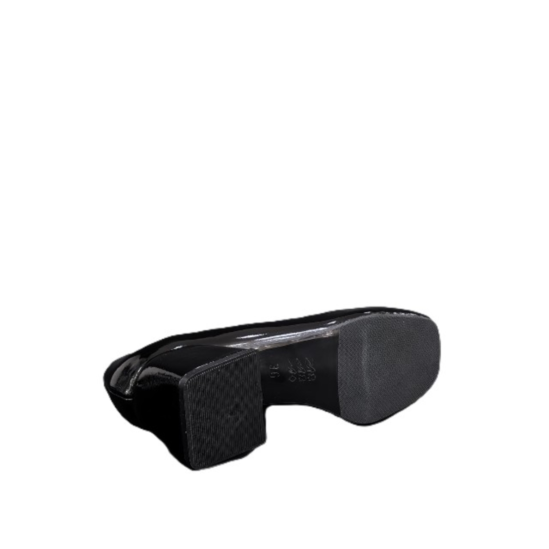 Ladies elegant shoes / genuine leather / patent leather / black /717-34