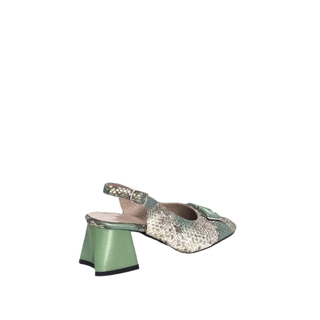 Дамски елегантни обувки / естествена кожа / 7166/ зелено /змия