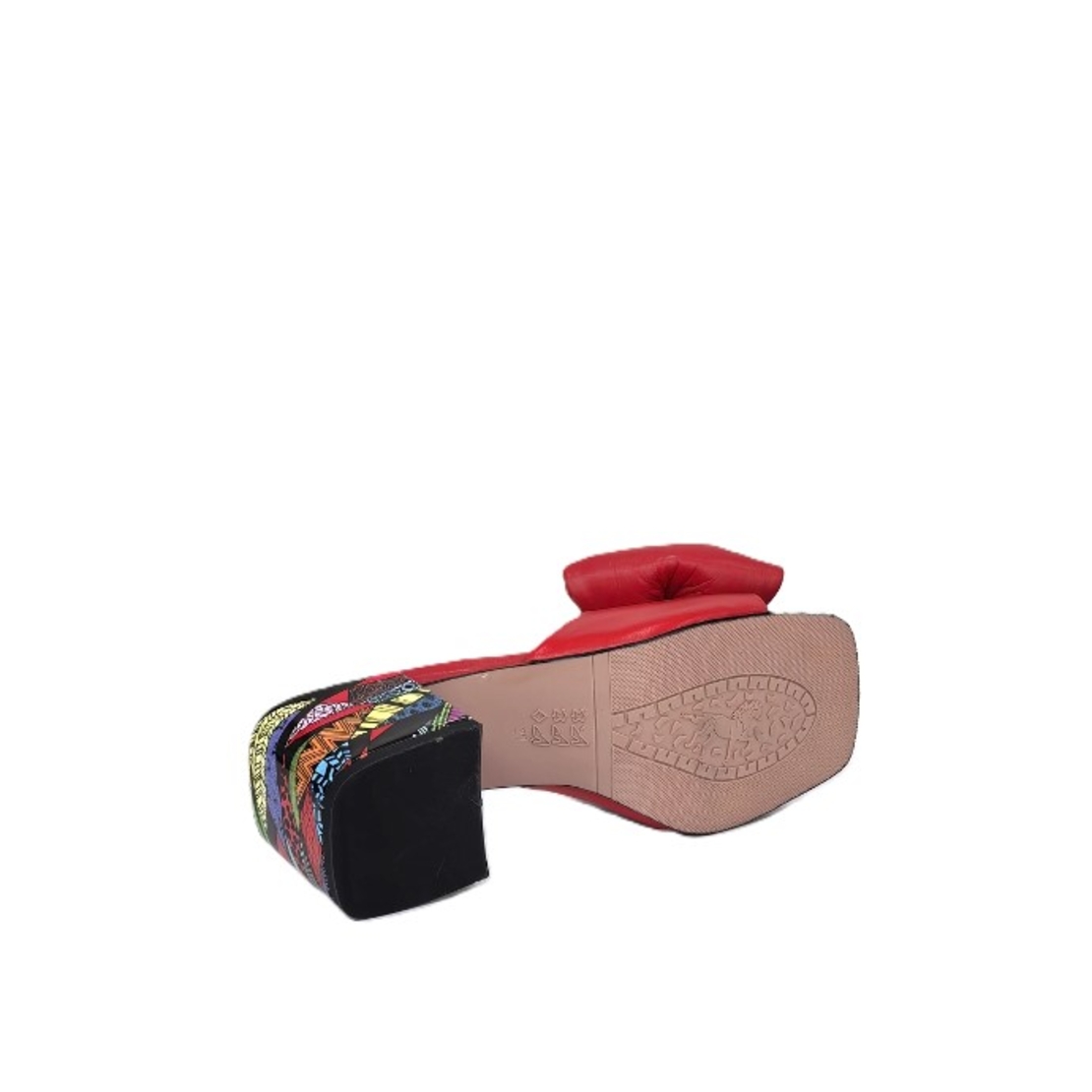 Women's elegant slippers / natural  leather / red /710-39