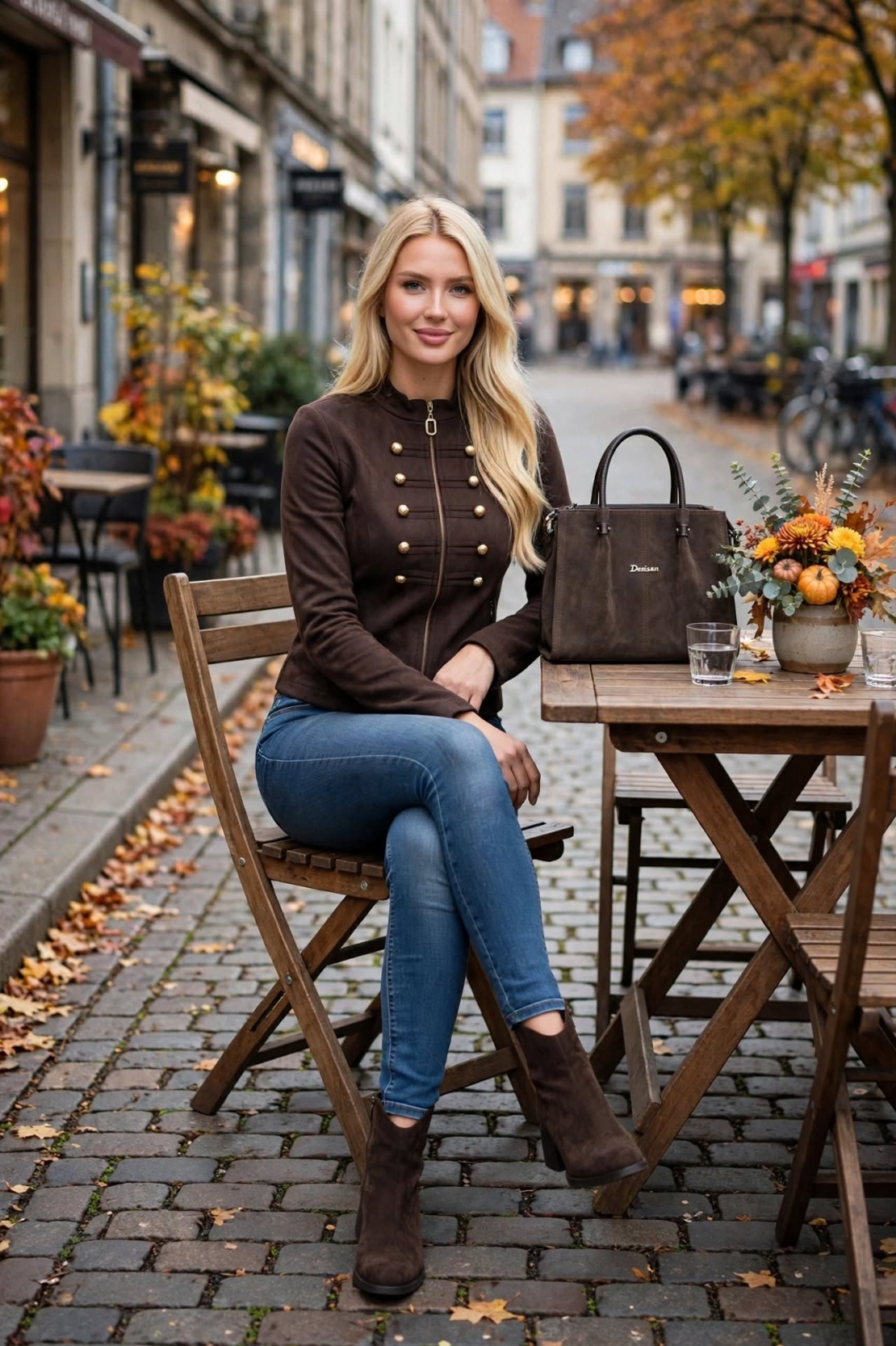 Women's elegant ankle boots / Genuine leather / 719-61 / Brown