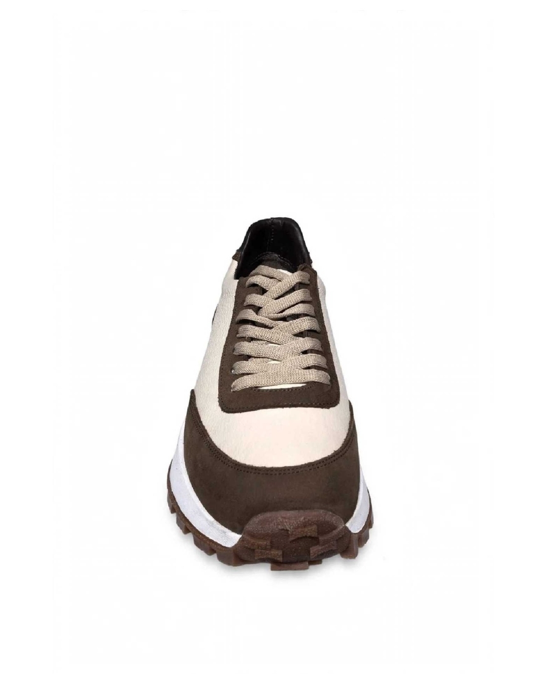 Men's sneakers / genuine leather / 750-02 / beige + brown / anatomical insole