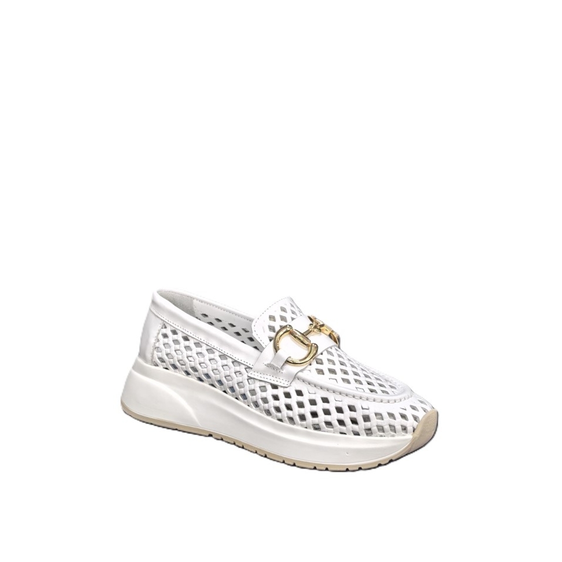 Women's moccasins / loafers / genuine leather / 72-98/white / anatomical insole