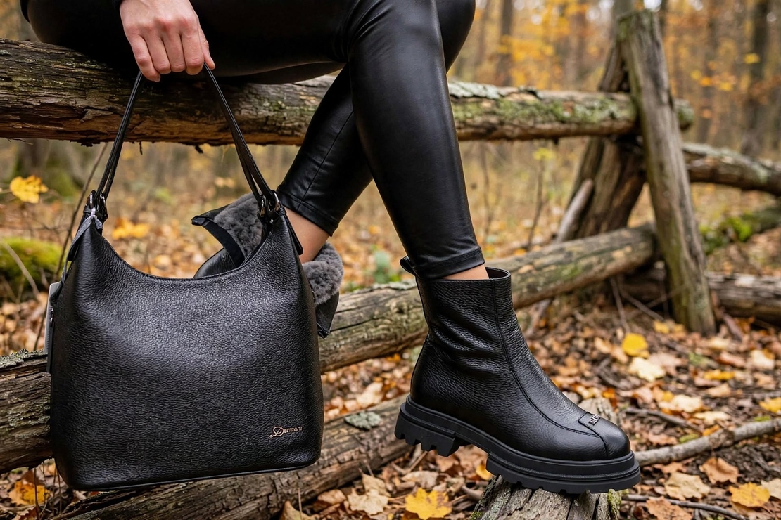 Women's boots with lamb's wool/genuine leather/79-28/black/