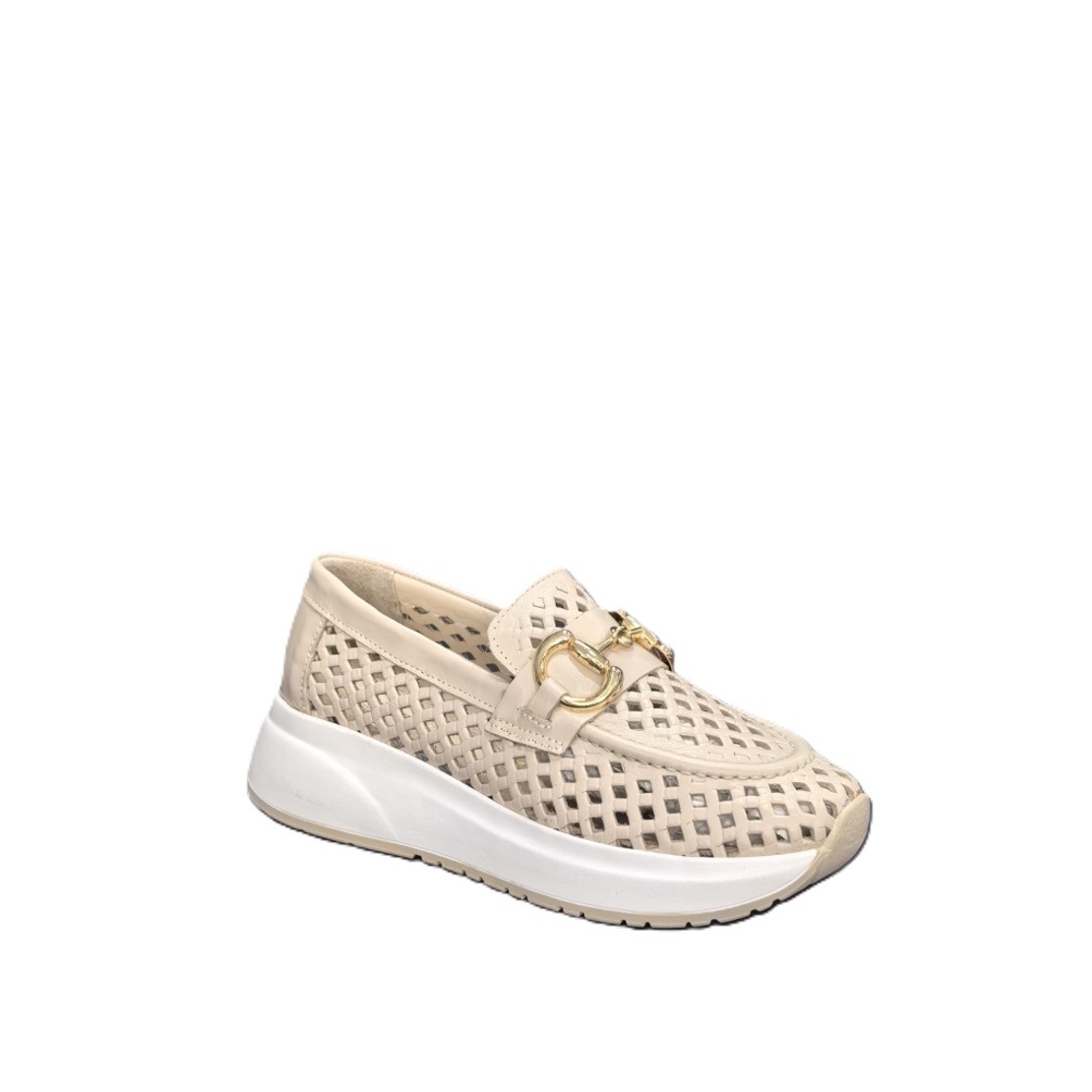 Women's moccasins / loafers / genuine leather / 72-98 / beige / anatomical insole