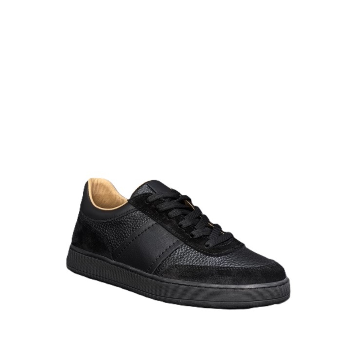 Мъжки сникърс / кец / естествена кожа / 730 / черно/анатомична стелка