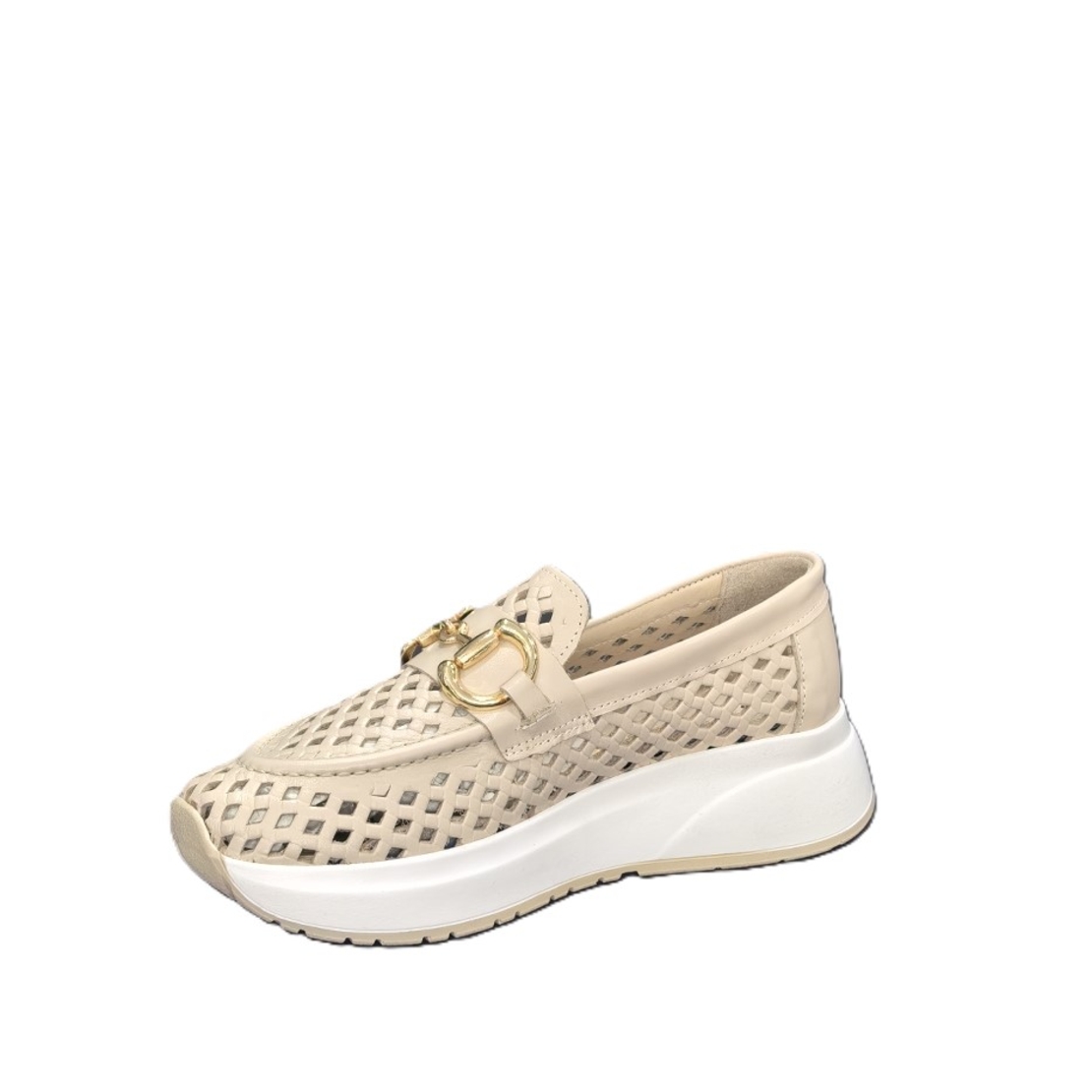 Women's moccasins / loafers / genuine leather / 72-98 / beige / anatomical insole