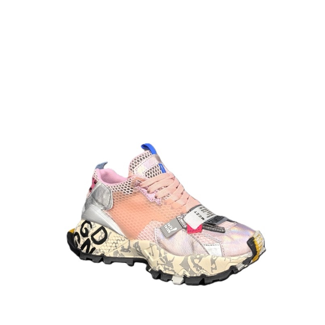 Дамски сникърс /естествена кожа /736-21/розово+сребро