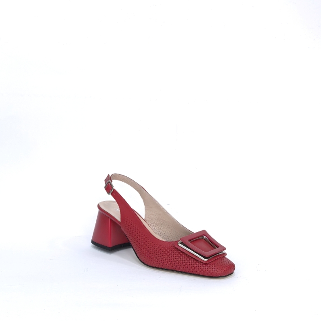 Ladies elegant shoes / natural  leather / red /708-168