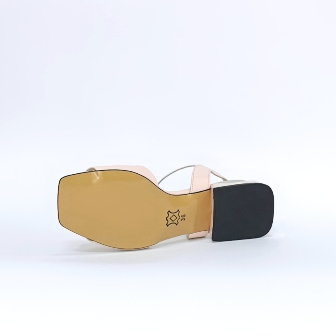 Women's elegant sandals / natural leather /  powder /73257