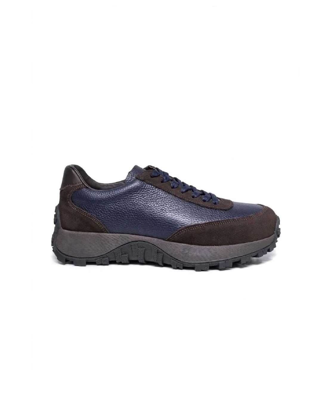 Men's sneakers / genuine leather / 750-02 / blue + brown / anatomical insole