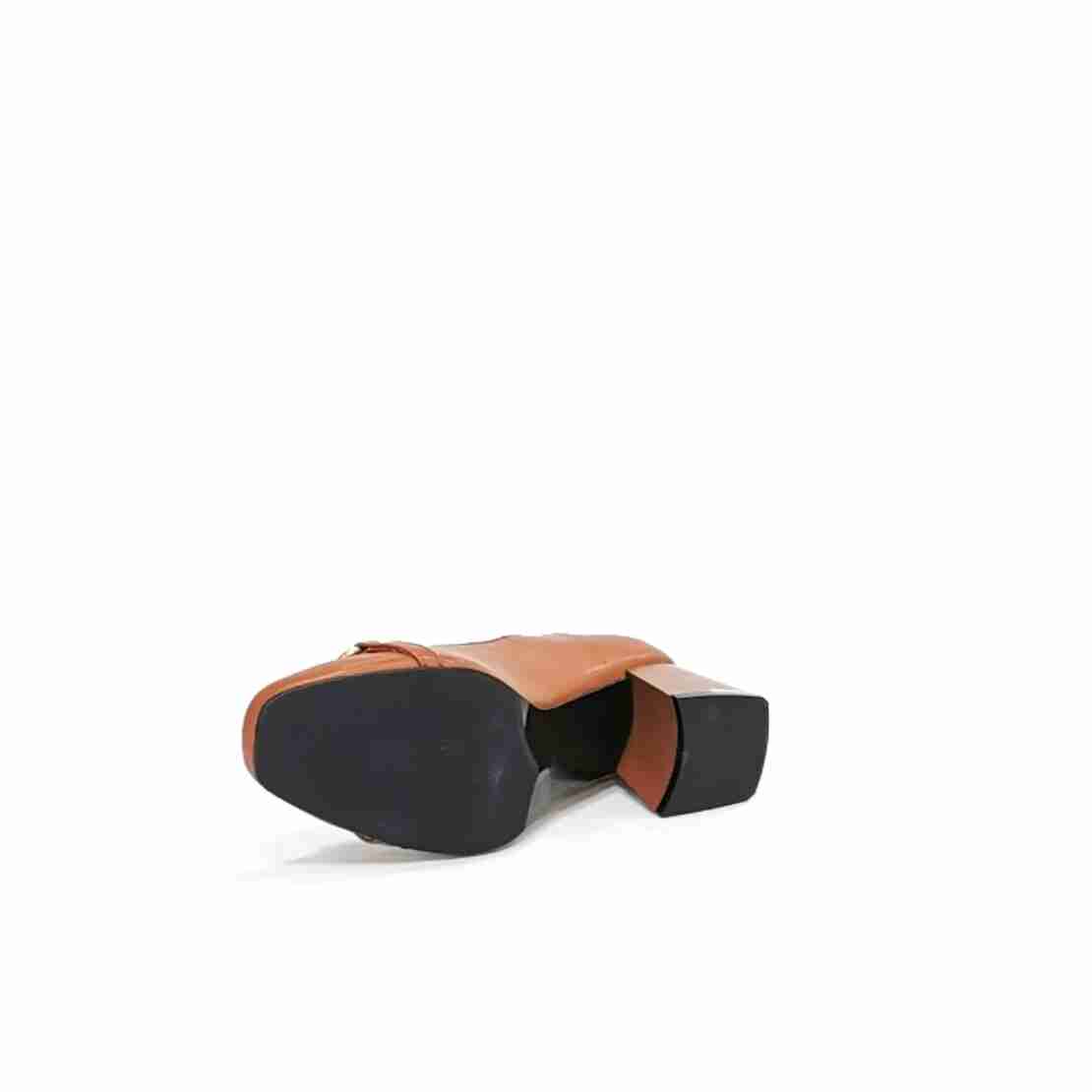 Women's elegant shoes made of natural leather in taba color/75702