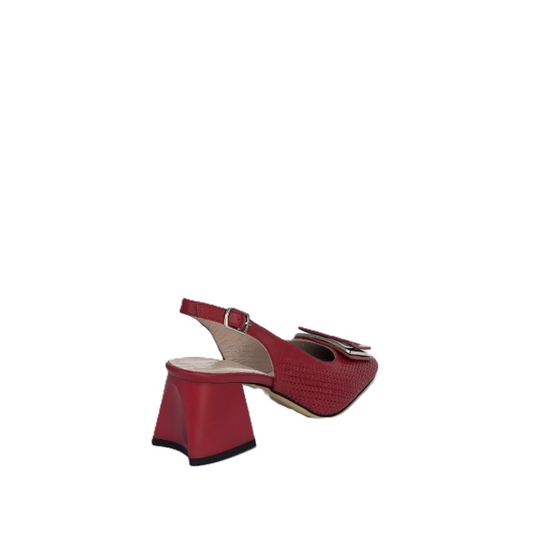Ladies elegant shoes / natural  leather / red /708-168