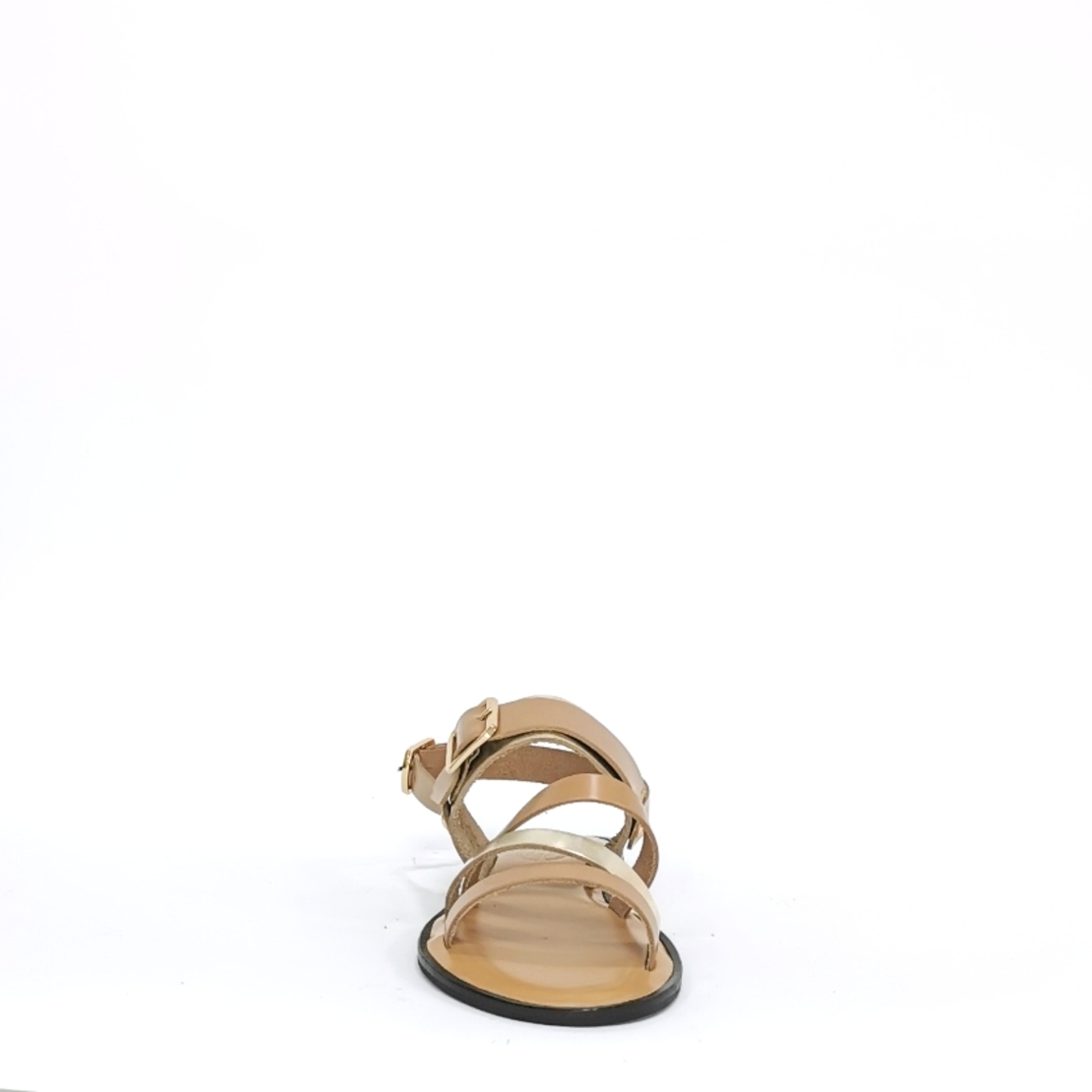 Women's sandals / natural leather / beige + gold /7260