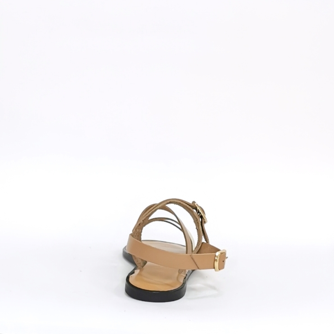 Women's sandals / natural leather / beige + gold /7260