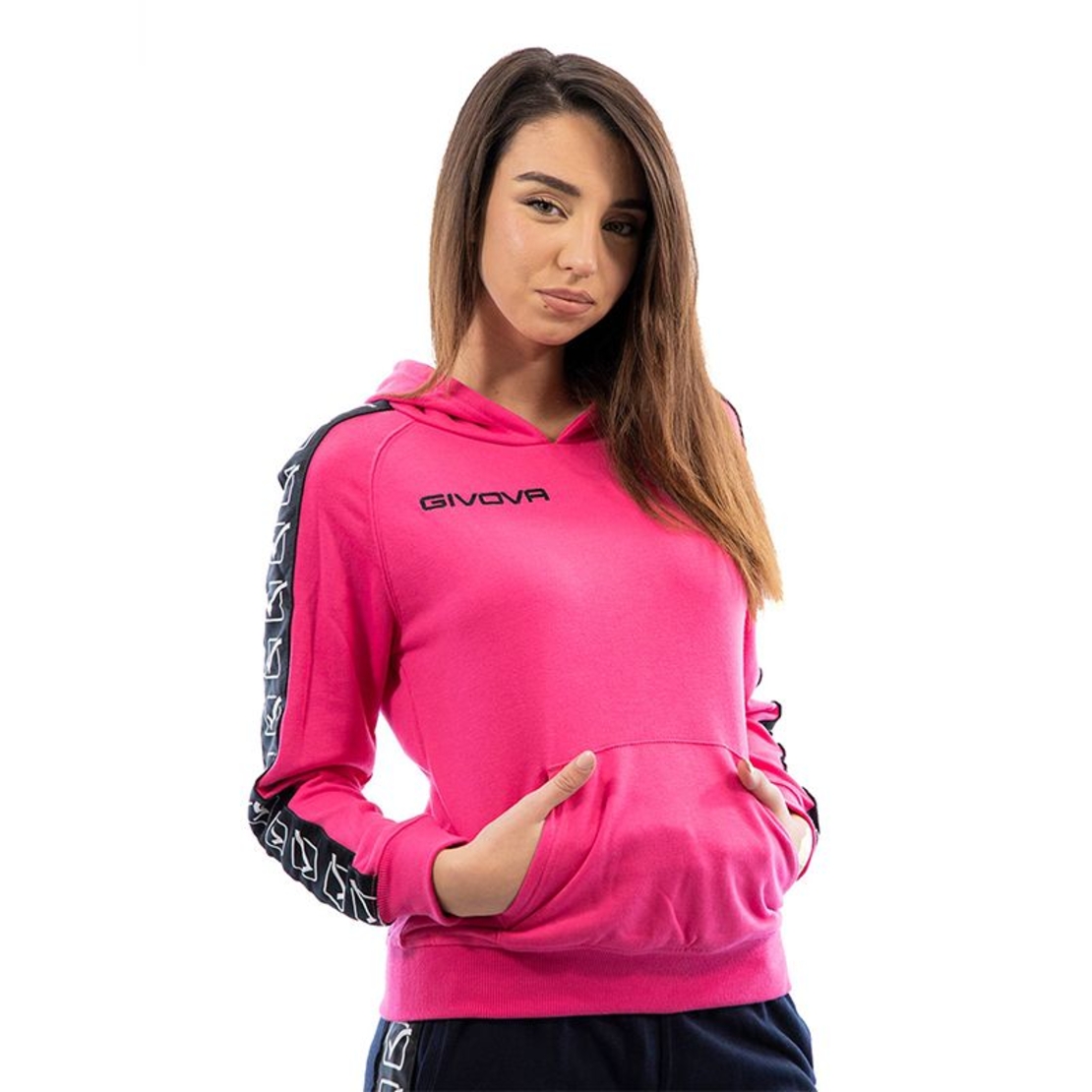 Дамски Суичър GIVOVA Felpa Con Cappuccio Terry Band 0006