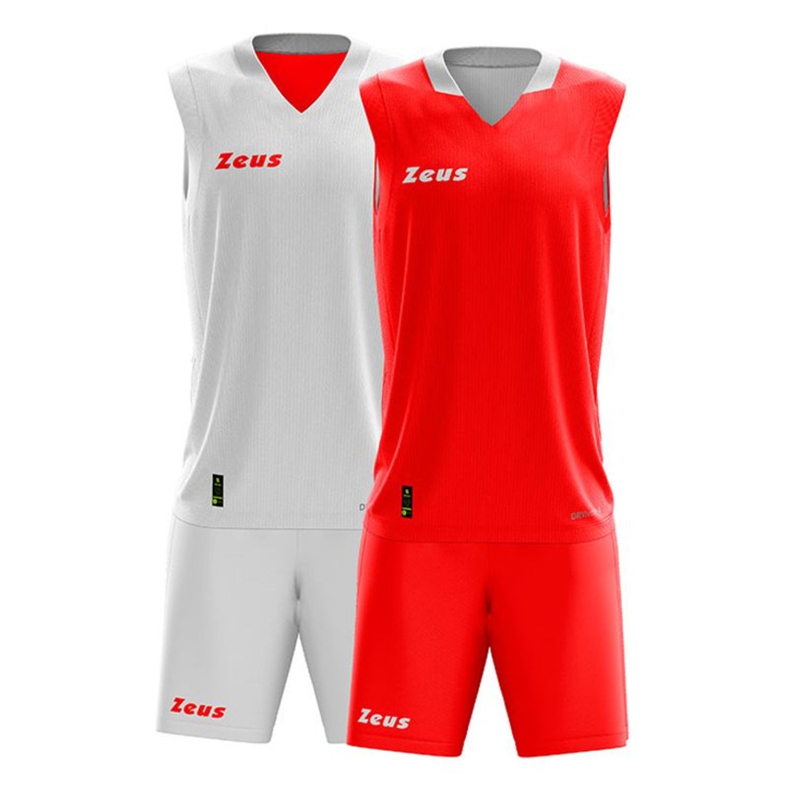 Детски Двулицев Баскетболен Екип ZEUS Kit Doblo Bianco/Rosso