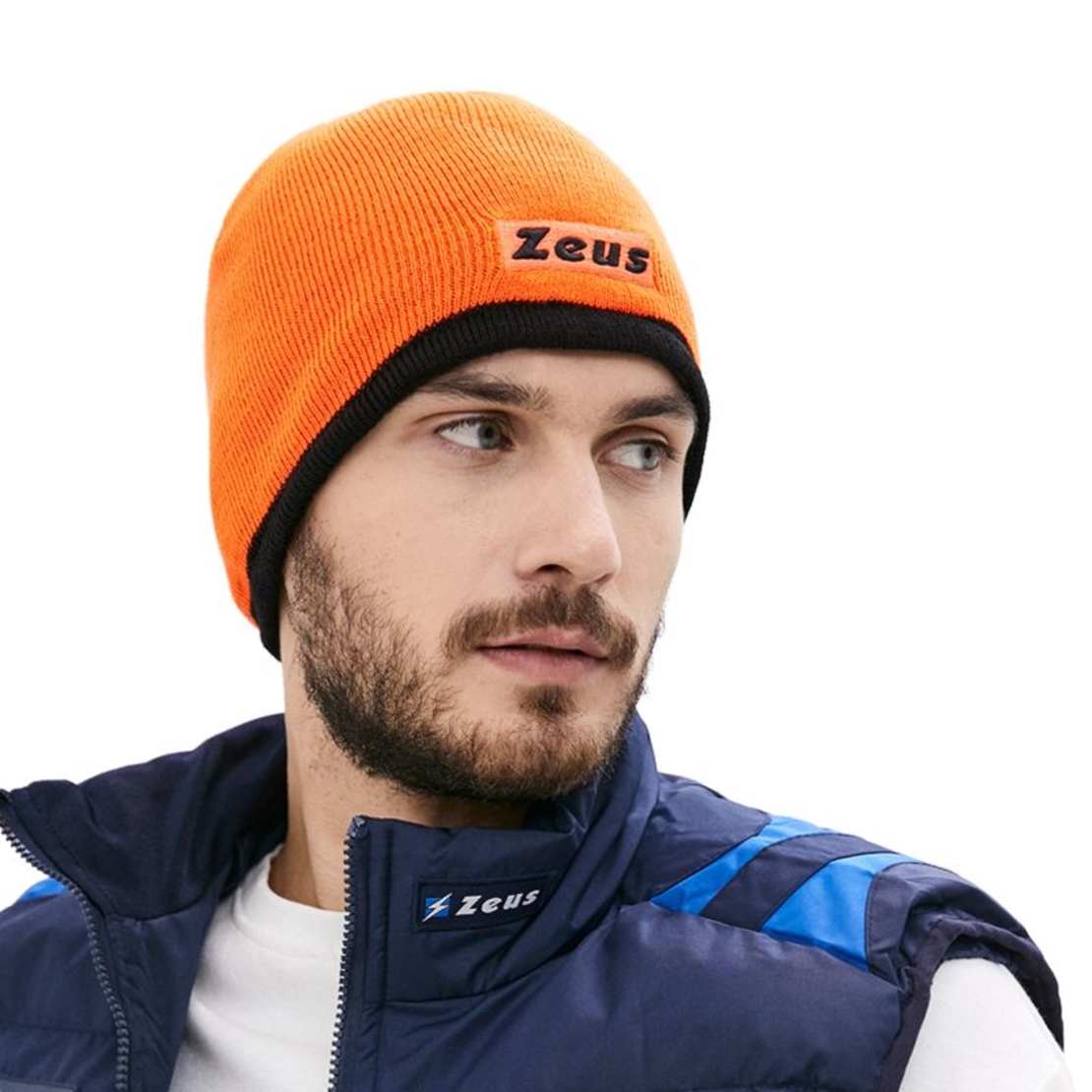 Двулицева Зимна Шапка ZEUS Reversible Zuccotto Bikolor Nero/Arancio Fluo