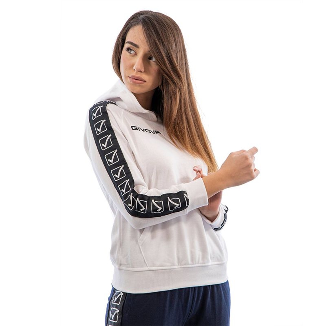 Дамски Суичър GIVOVA Felpa Con Cappuccio Terry Band 0003