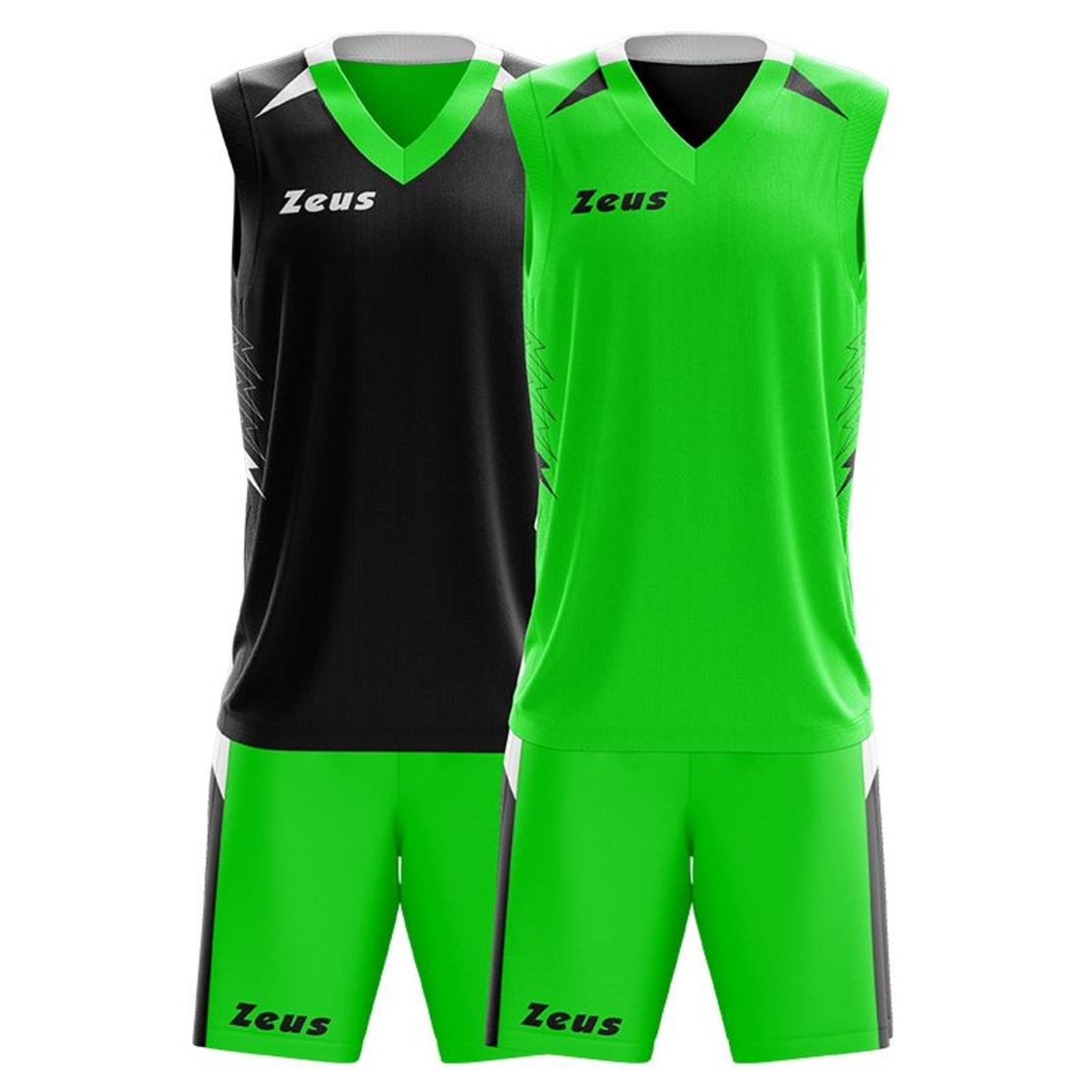 Двулицев Баскетболен Екип ZEUS Reversible Kit Jam Verde fluo/Nero
