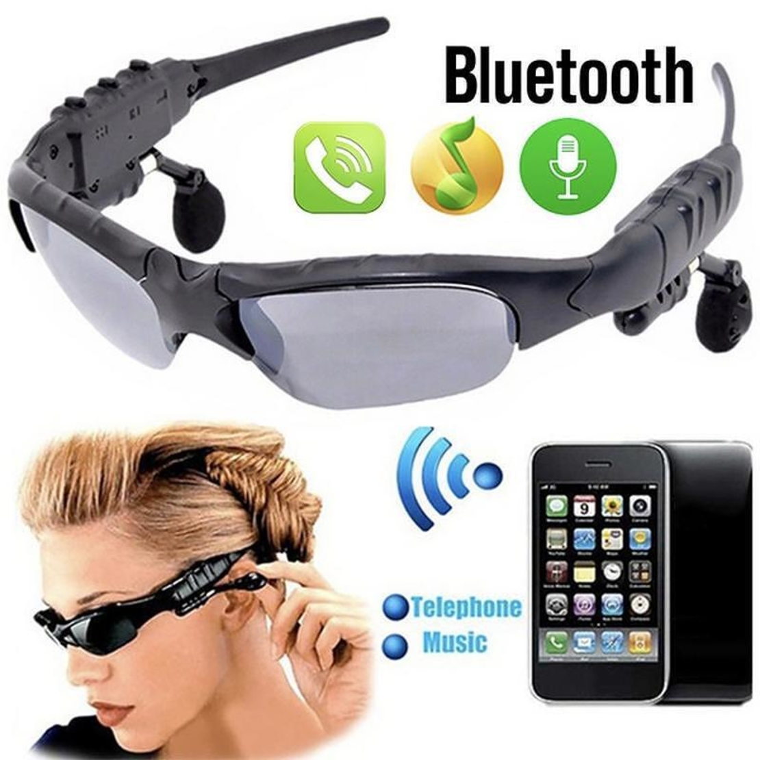 Смарт слънчеви очила с Bluetooth слушалки за музика и разговори