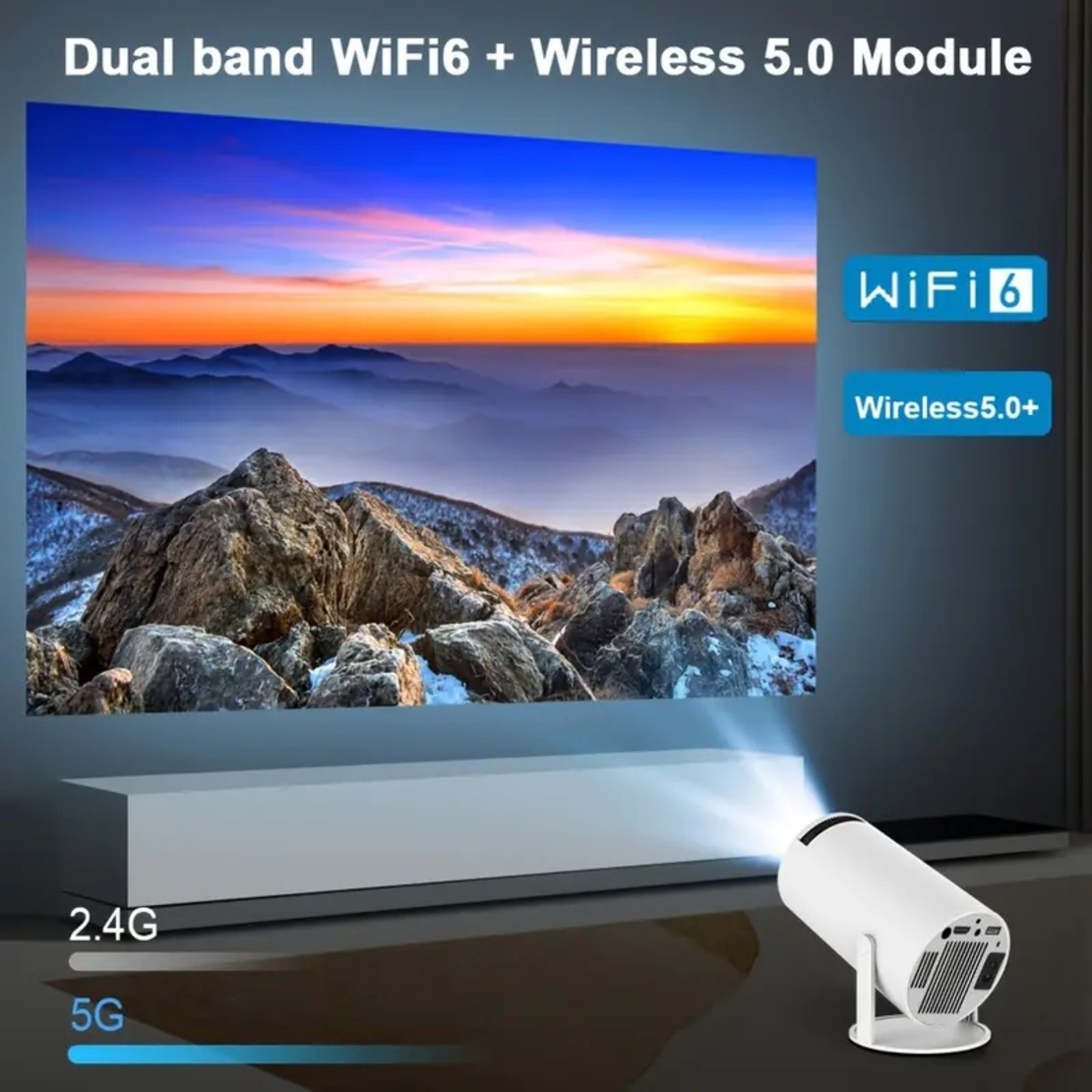 Проектор с Android 11.0 , двойна WiFi връзка, HD резолюция 1280x720p