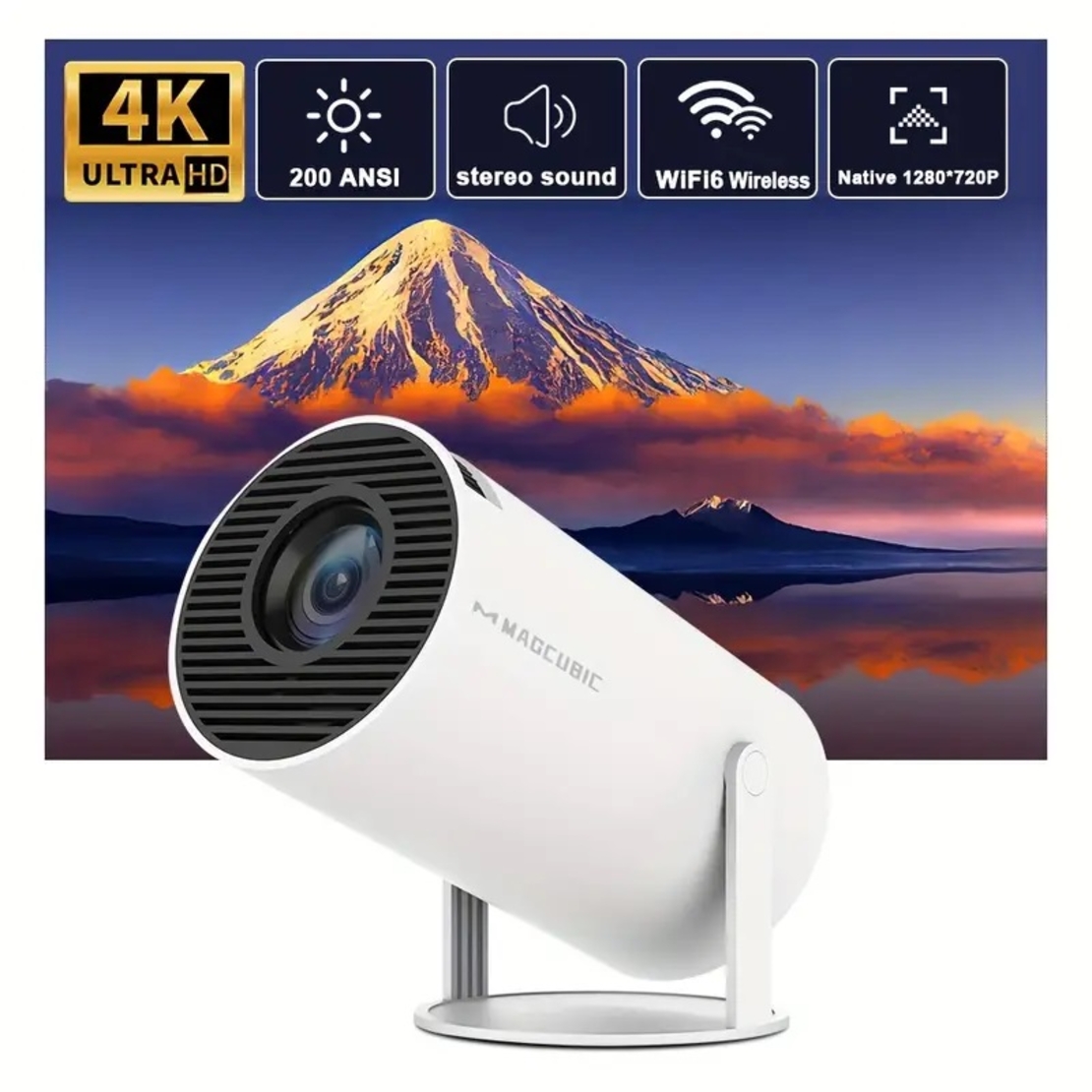 Проектор с Android 11.0 , двойна WiFi връзка, HD резолюция 1280x720p