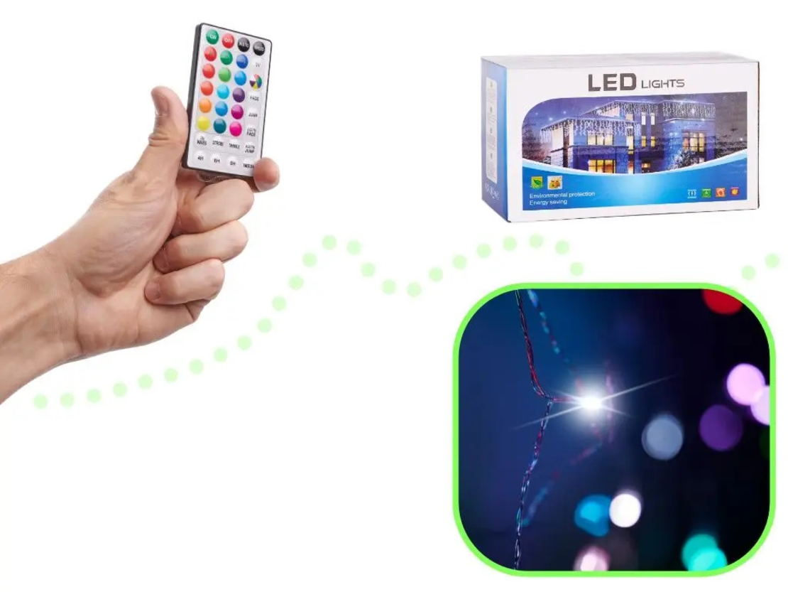 LED светеща завеса с дистанционно управление 16 цвята памет